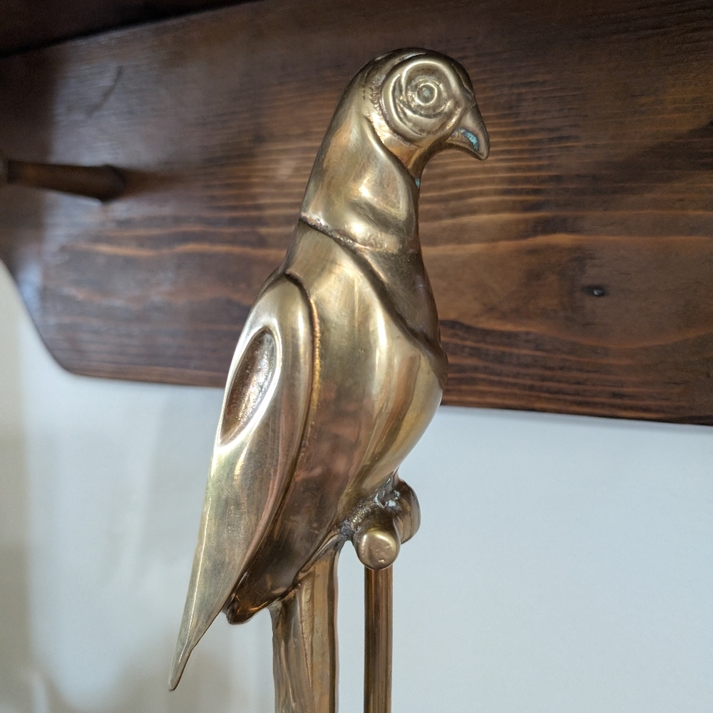 Vintage Decorative Brass Parrot Tall Perch Base Sculpture Hollywood Regency MCM - Picture 10 of 16